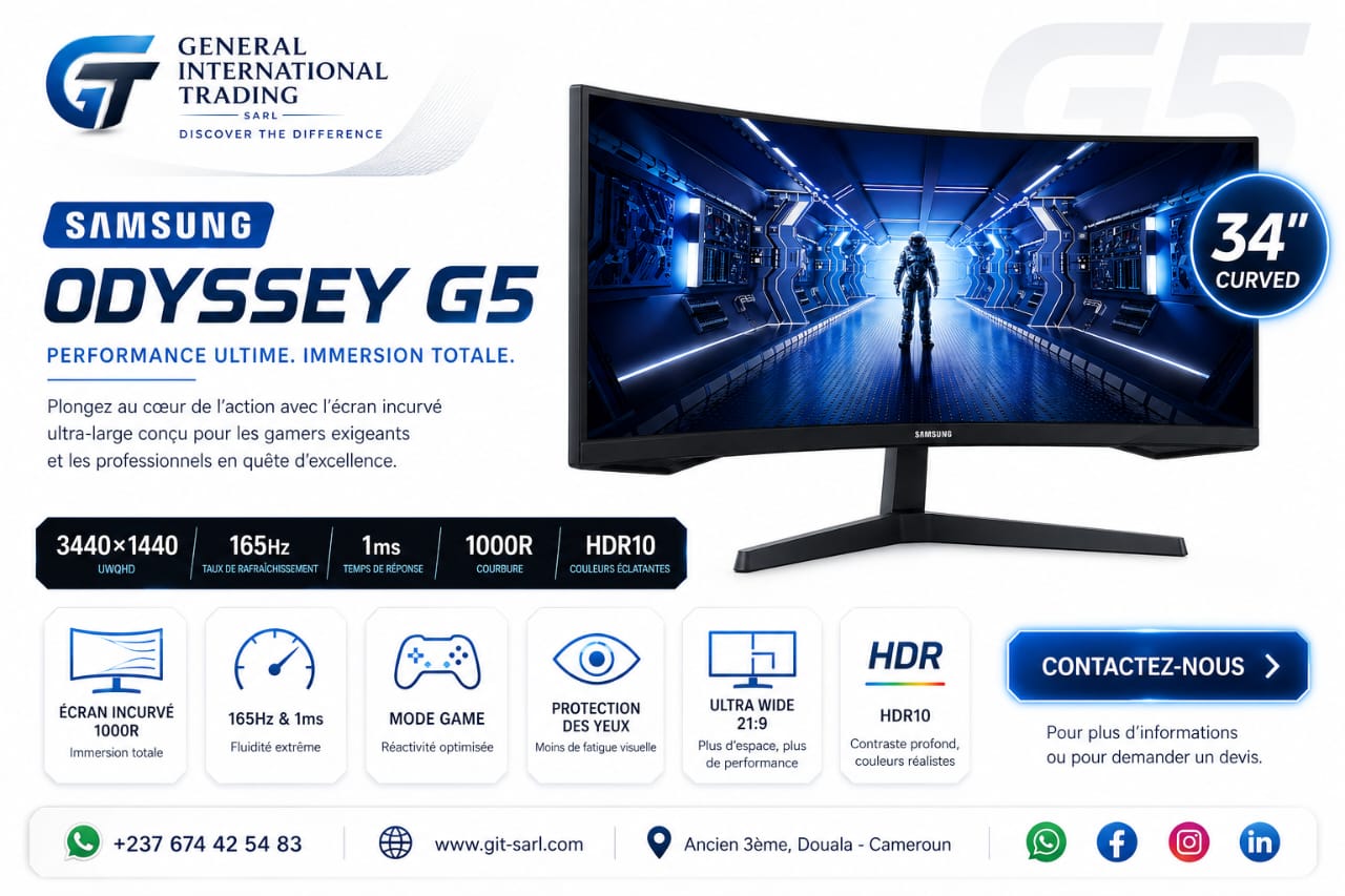 Écran gaming Samsung Odyssey G5 34" incurvé